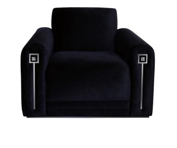 Fauteuil club contemporain masque de femme en édition numérotée, cristal incolore et soie noire soie noire - Lalique